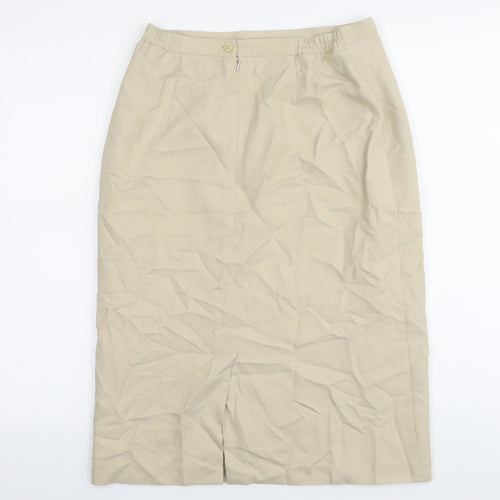EWM Womens Beige Polyester Straight & Pencil Skirt Size 12 Zip