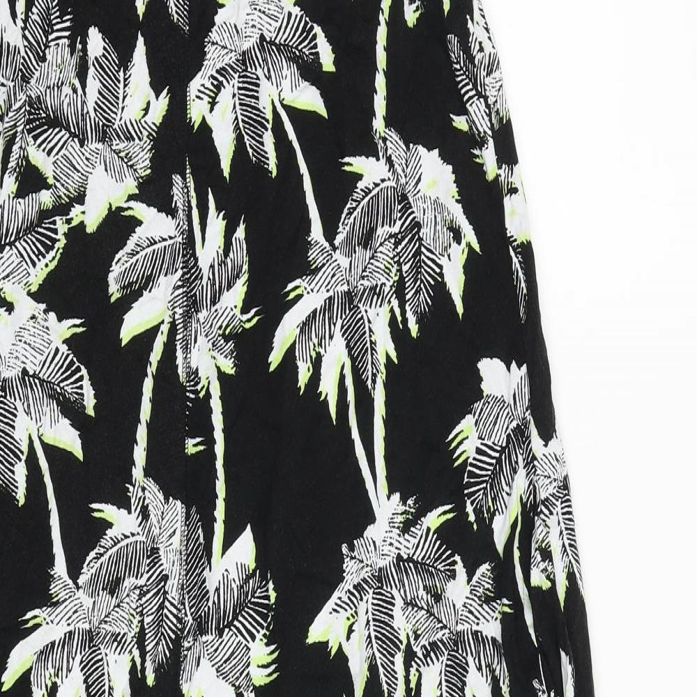 Marks and Spencer Womens Black Floral 100% Cotton Maxi Size 14 Round Neck Pullover