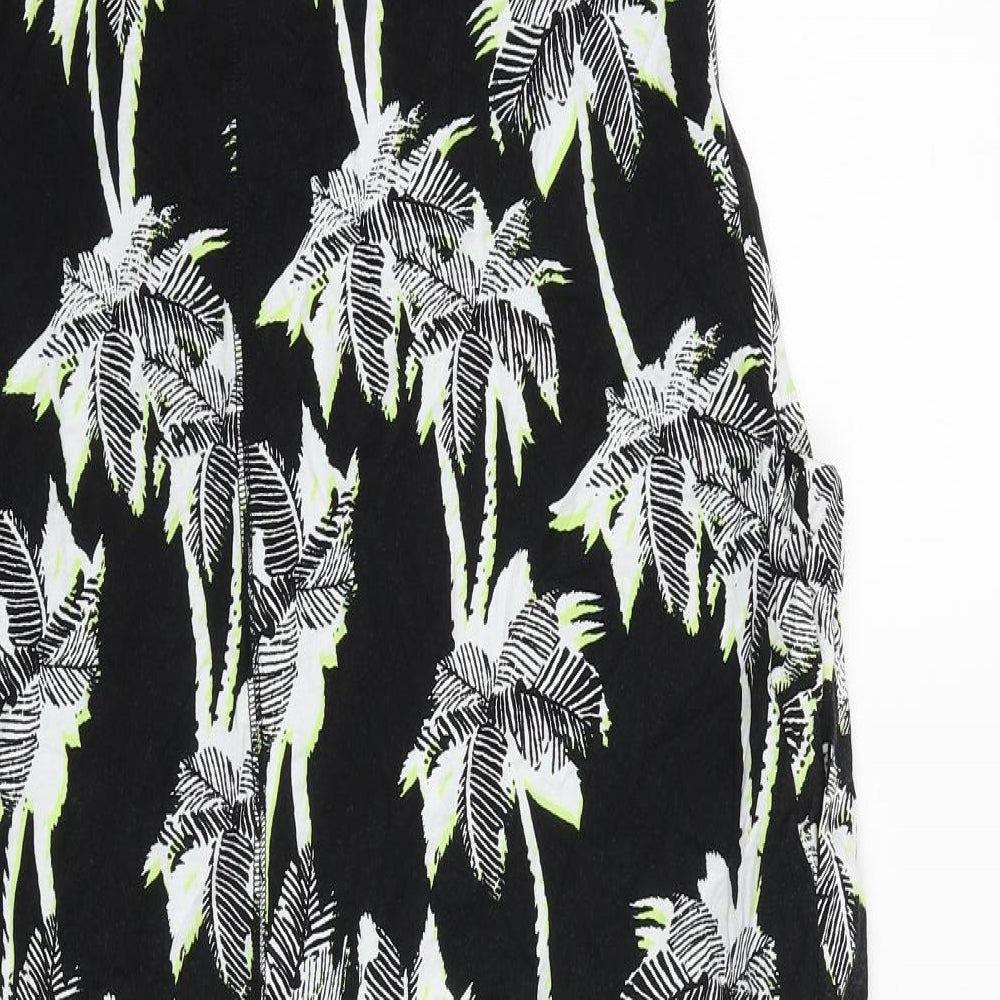 Marks and Spencer Womens Black Floral 100% Cotton Maxi Size 14 Round Neck Pullover