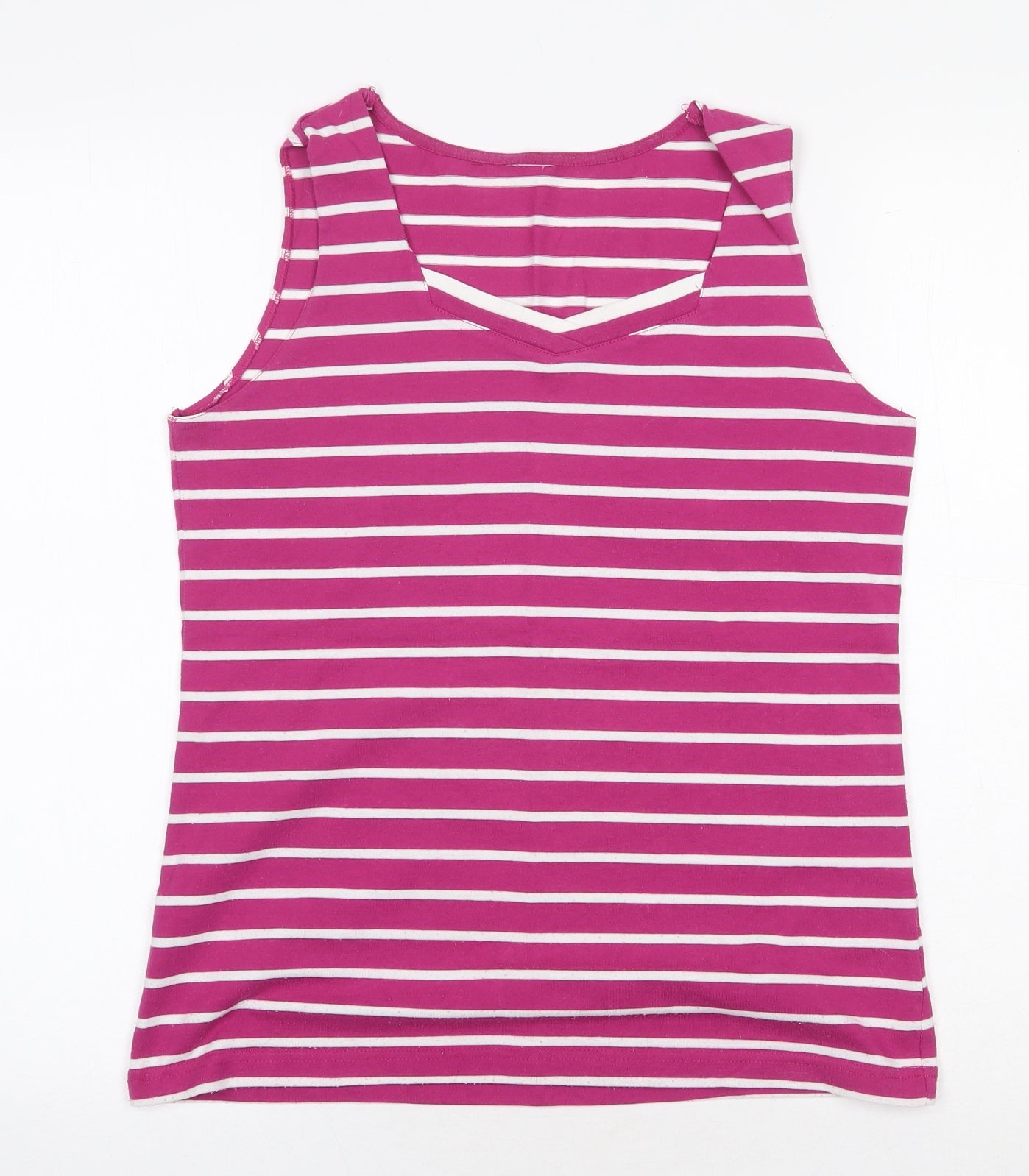 Preworn Womens Purple Striped Polyester Basic Tank Size 12 V-Neck