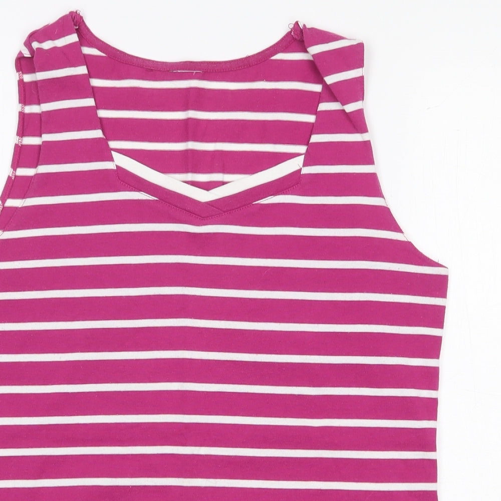 Preworn Womens Purple Striped Polyester Basic Tank Size 12 V-Neck