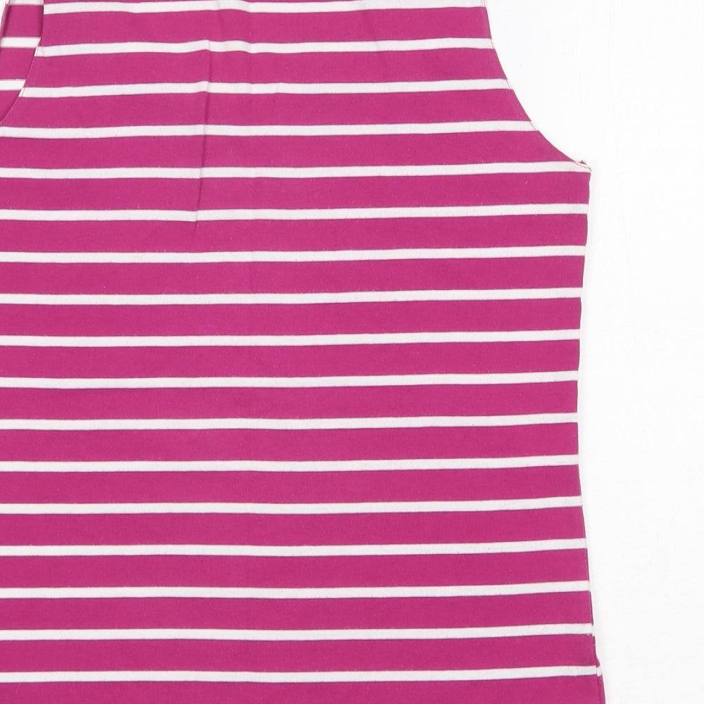 Preworn Womens Purple Striped Polyester Basic Tank Size 12 V-Neck
