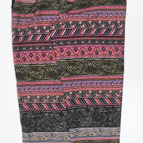 The Gud Look Womens Multicoloured Geometric Polyester Trousers Size 14 Regular Drawstring