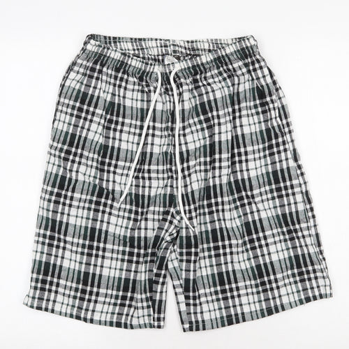 Mi & Co Mens Green Plaid Cotton Bermuda Shorts Size XL Regular Drawstring