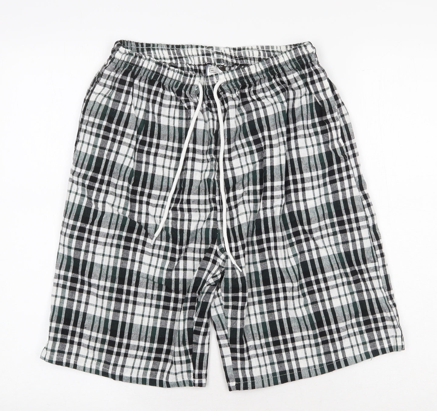 Mi & Co Mens Green Plaid Cotton Bermuda Shorts Size XL Regular Drawstring