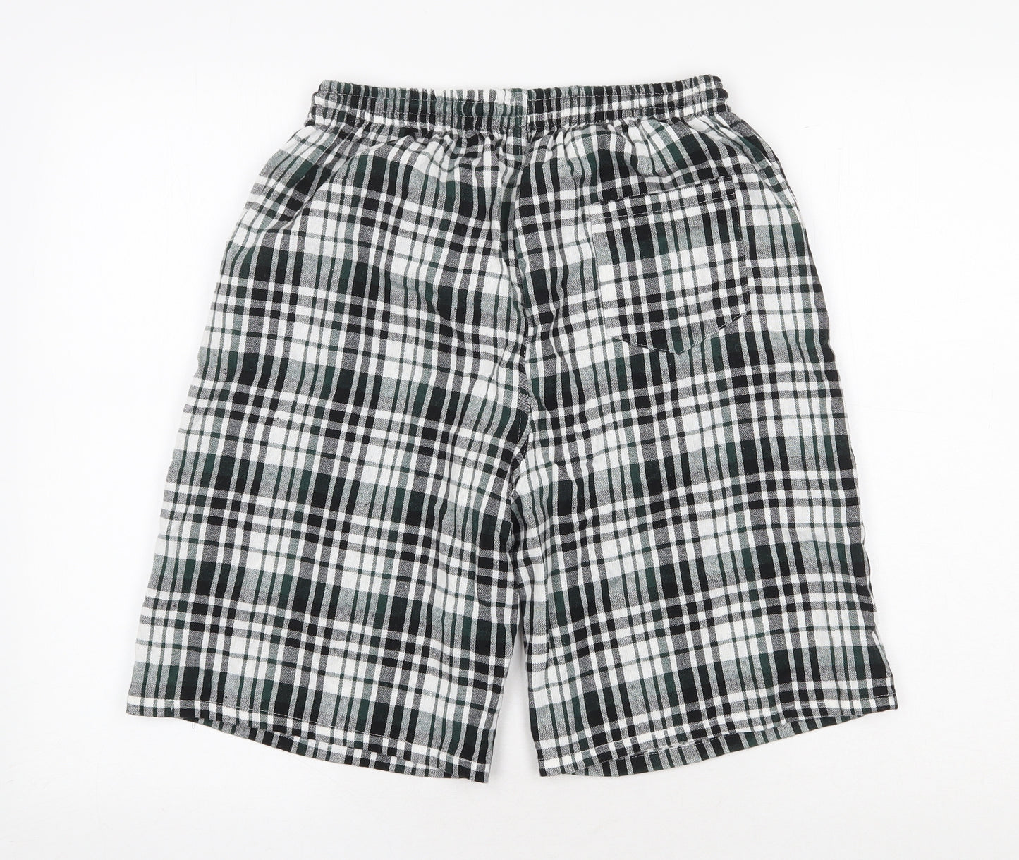 Mi & Co Mens Green Plaid Cotton Bermuda Shorts Size XL Regular Drawstring