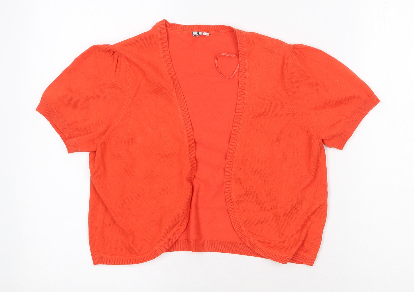 New Look Womens Orange V-Neck Cotton Shrug Jumper Size 14
