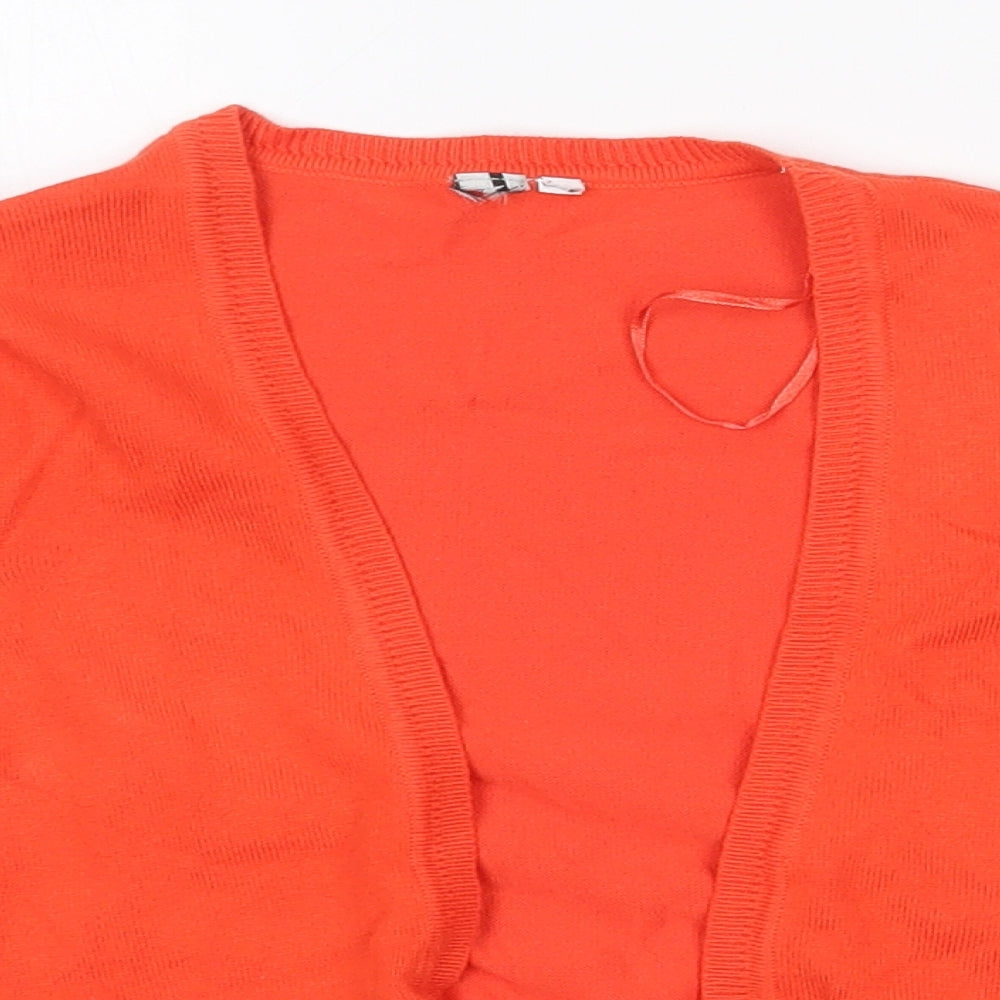 New Look Womens Orange V-Neck Cotton Shrug Jumper Size 14