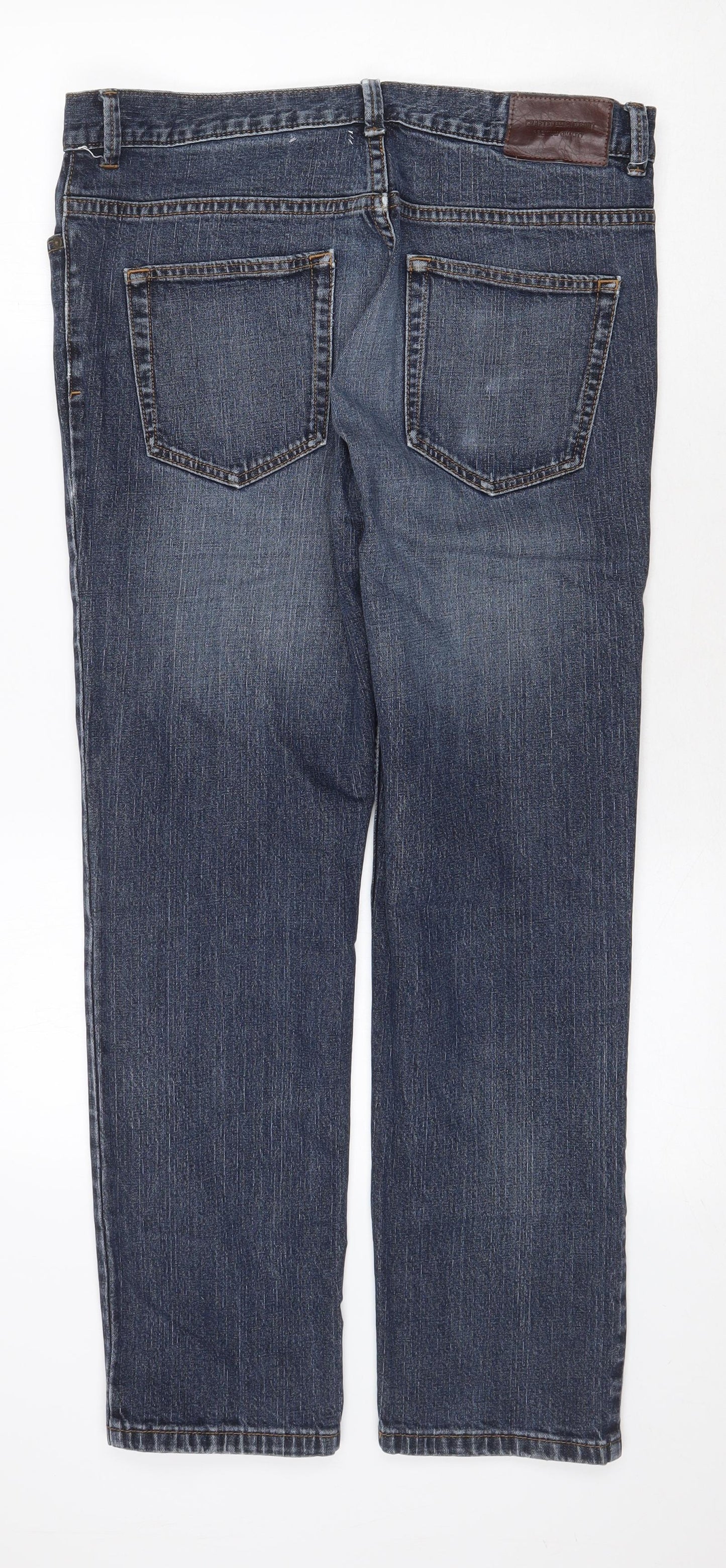 TU Mens Blue Cotton Straight Jeans Size 34 in Regular Zip