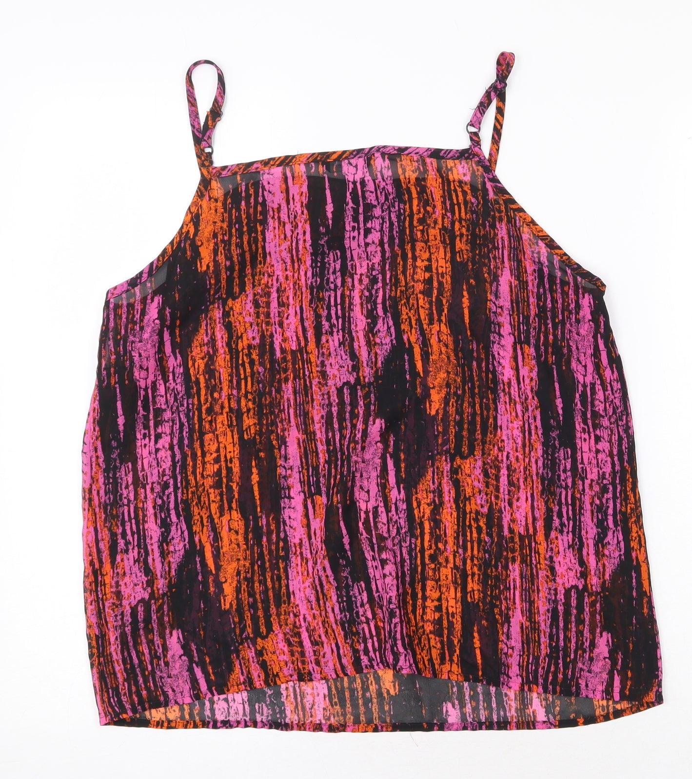 George Womens Multicoloured Geometric Polyester Basic Tank Size 12 Square Neck