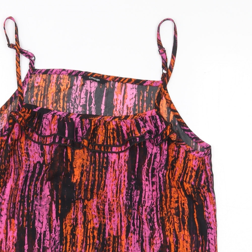 George Womens Multicoloured Geometric Polyester Basic Tank Size 12 Square Neck