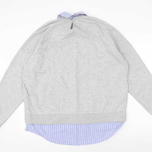 F&F Womens Grey Cotton Pullover Sweatshirt Size 18 Button - Los Angeles