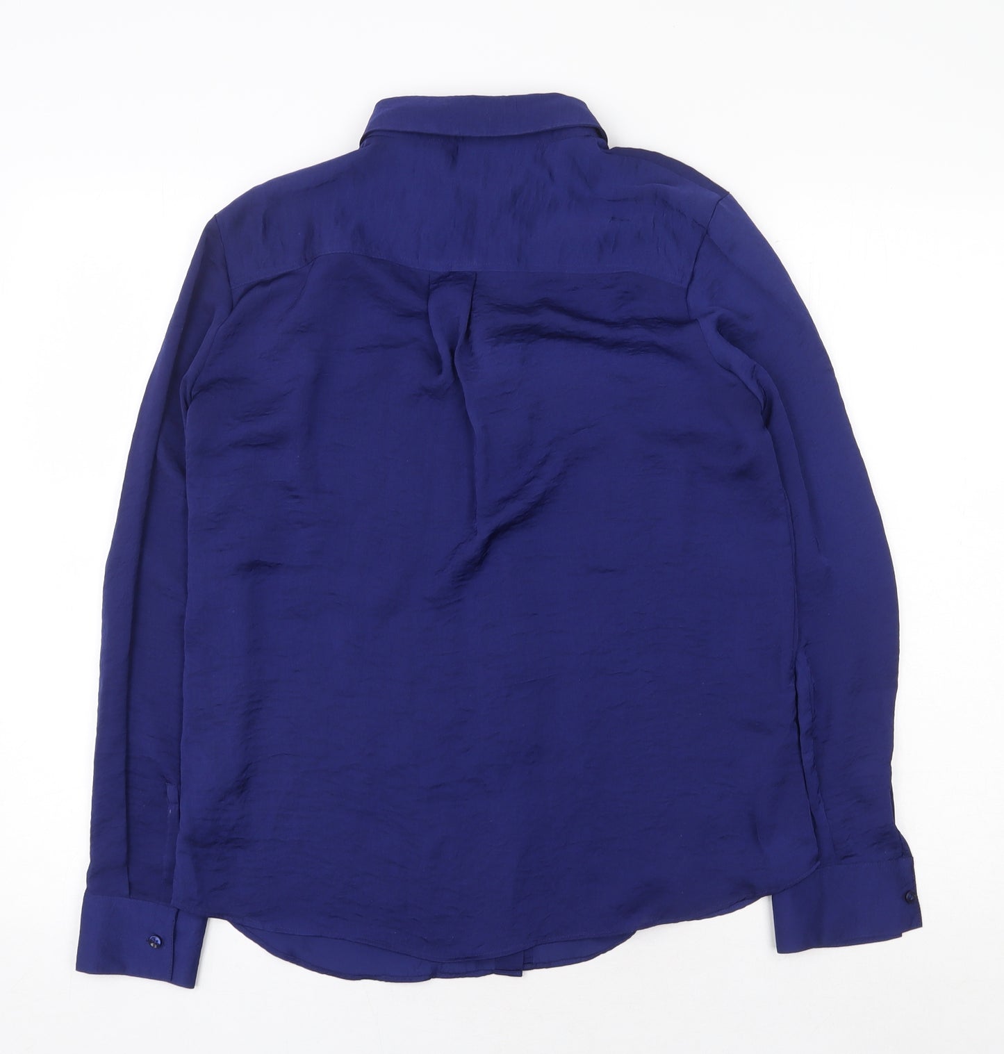 Marks and Spencer Womens Blue Polyester Basic Button-Up Size 10 Collared