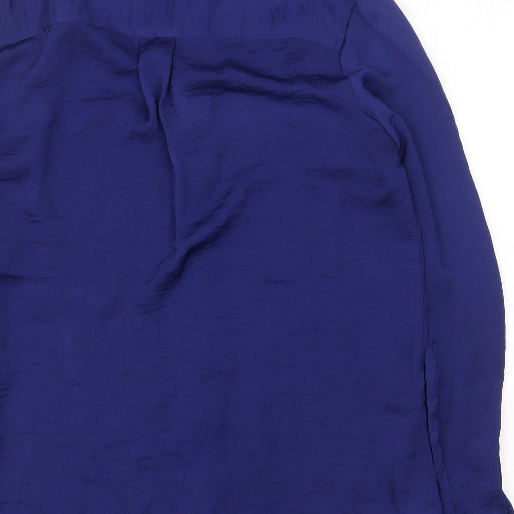 Marks and Spencer Womens Blue Polyester Basic Button-Up Size 10 Collared