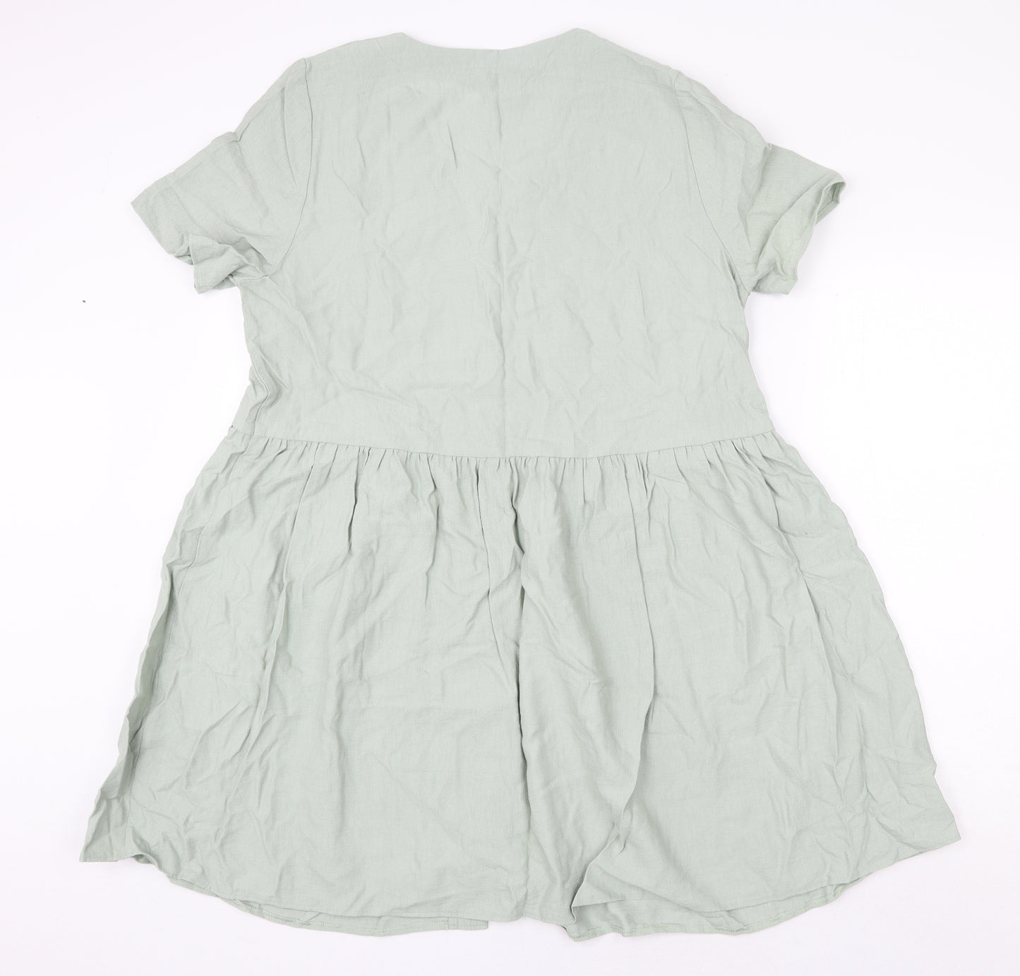 Nutmeg Womens Green Viscose Fit & Flare Size 16 V-Neck Button