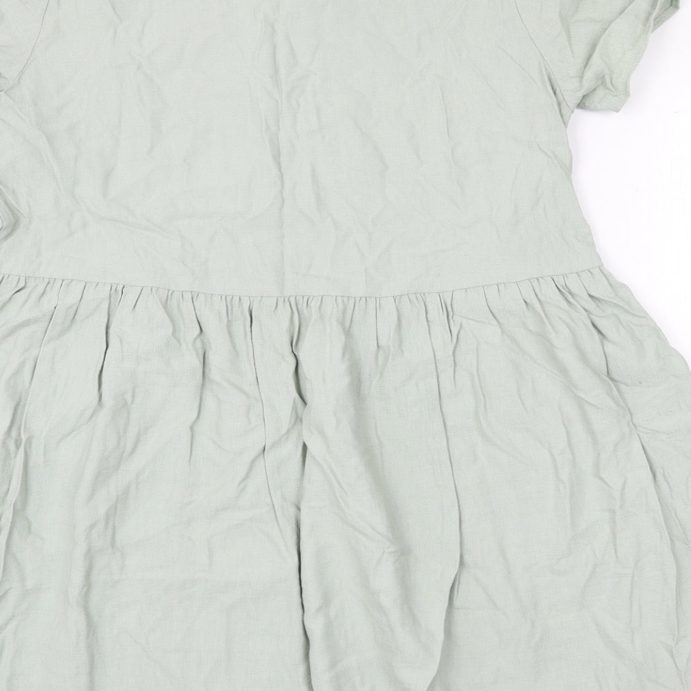 Nutmeg Womens Green Viscose Fit & Flare Size 16 V-Neck Button