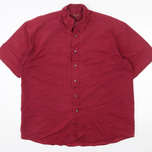 Burton Mens Red Viscose Button-Up Size L Collared Button