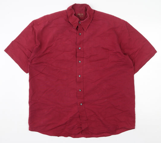 Burton Mens Red Viscose Button-Up Size L Collared Button