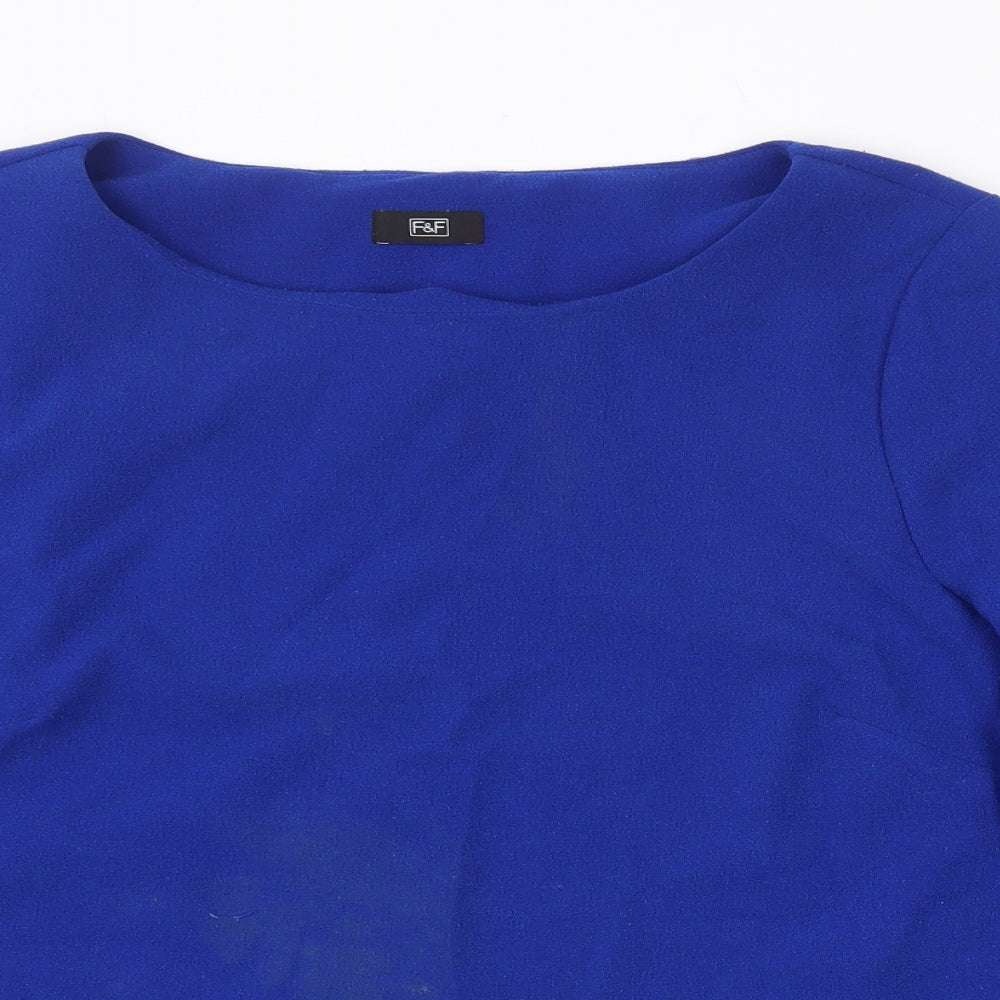F&F Womens Blue Polyester Basic Blouse Size 18 Round Neck
