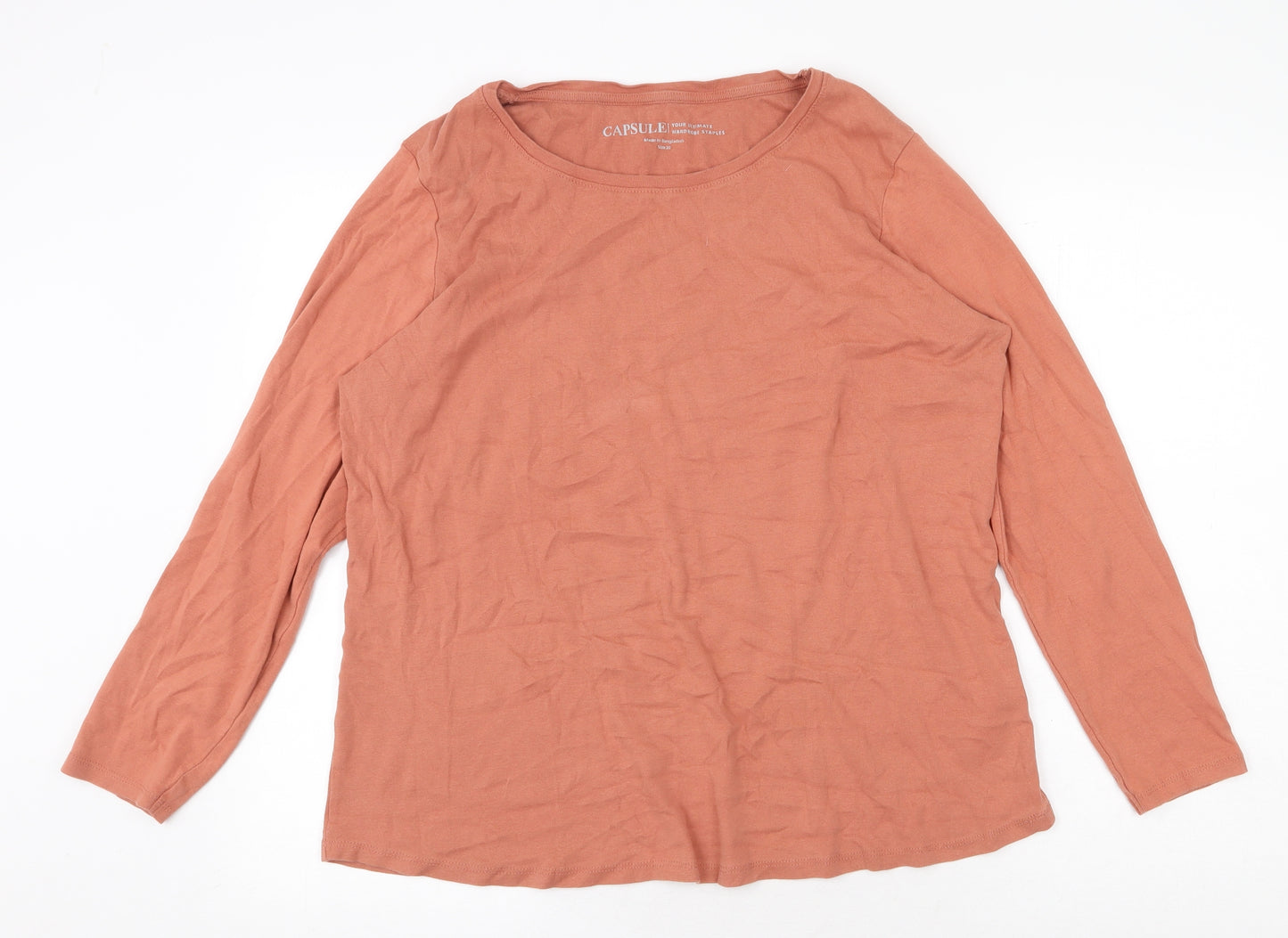 Capsule Womens Orange 100% Cotton Basic T-Shirt Size 20 Round Neck