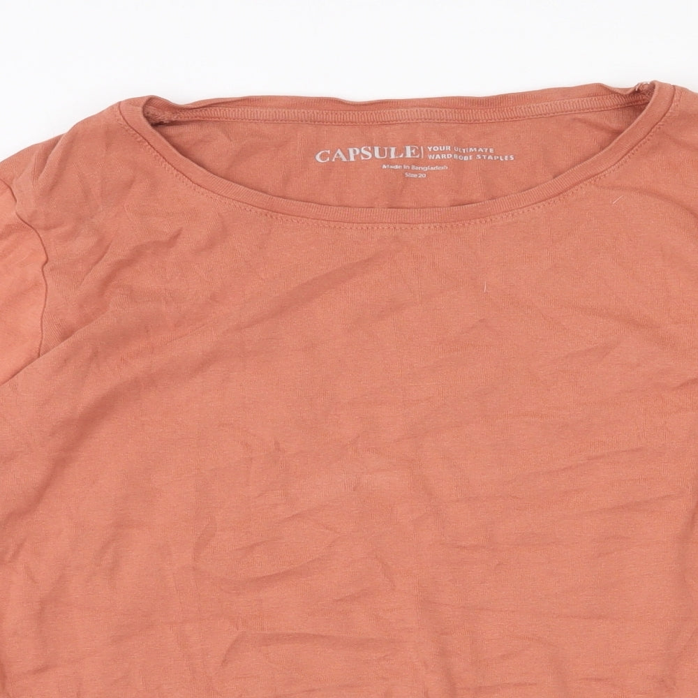Capsule Womens Orange 100% Cotton Basic T-Shirt Size 20 Round Neck