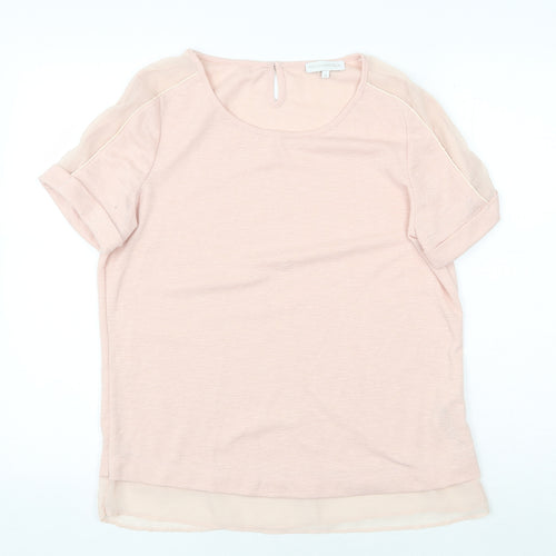 RJR.John Rocha Womens Pink Polyester Basic T-Shirt Size 12 Round Neck