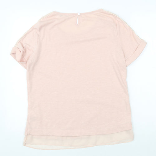 RJR.John Rocha Womens Pink Polyester Basic T-Shirt Size 12 Round Neck