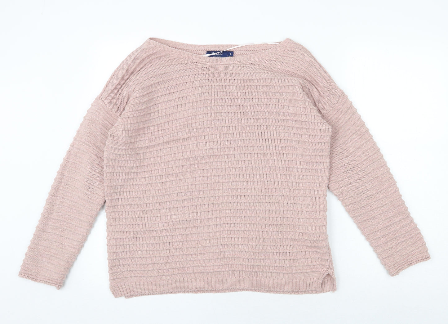Collezioni Womens Pink Boat Neck Acrylic Pullover Jumper Size M