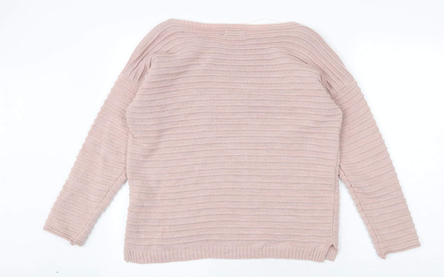 Collezioni Womens Pink Boat Neck Acrylic Pullover Jumper Size M