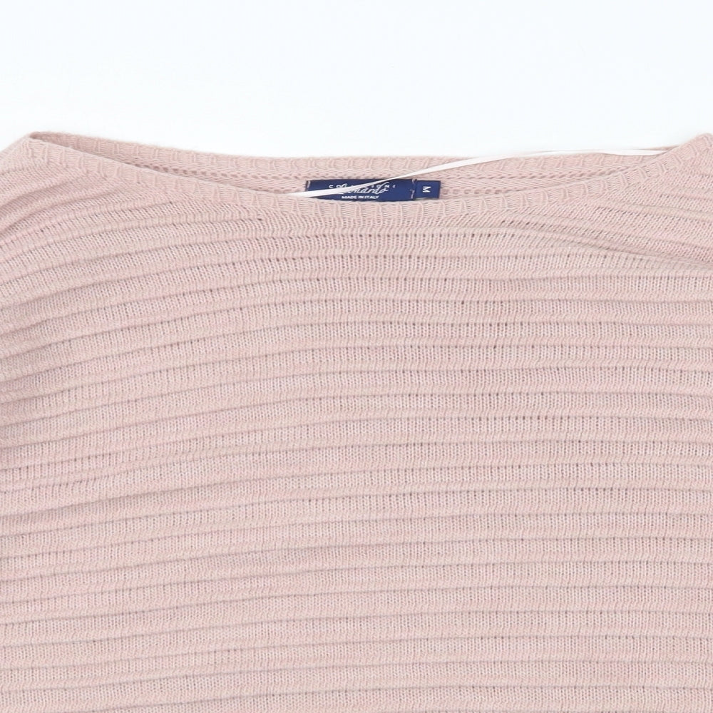 Collezioni Womens Pink Boat Neck Acrylic Pullover Jumper Size M