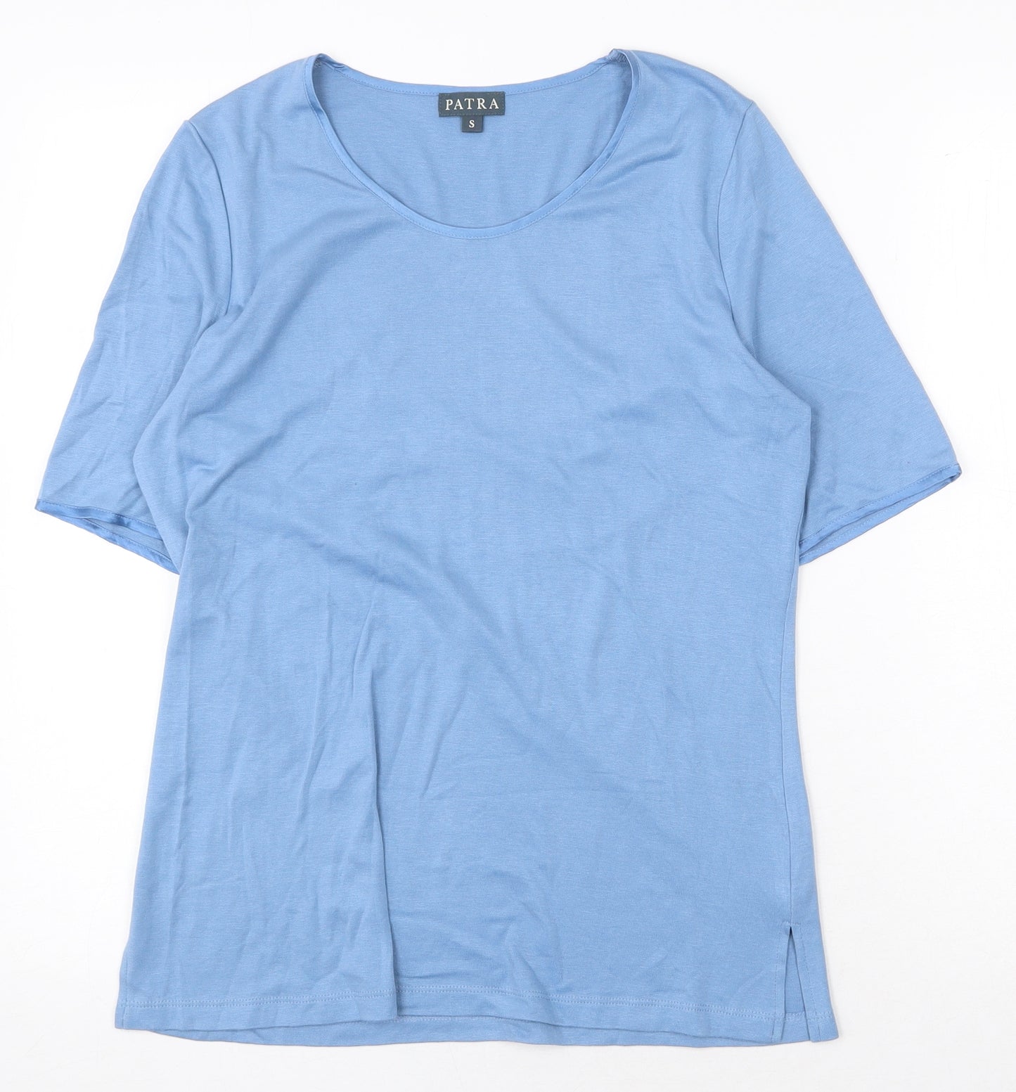 Patra Womens Blue Bamboo Basic T-Shirt Size S Scoop Neck