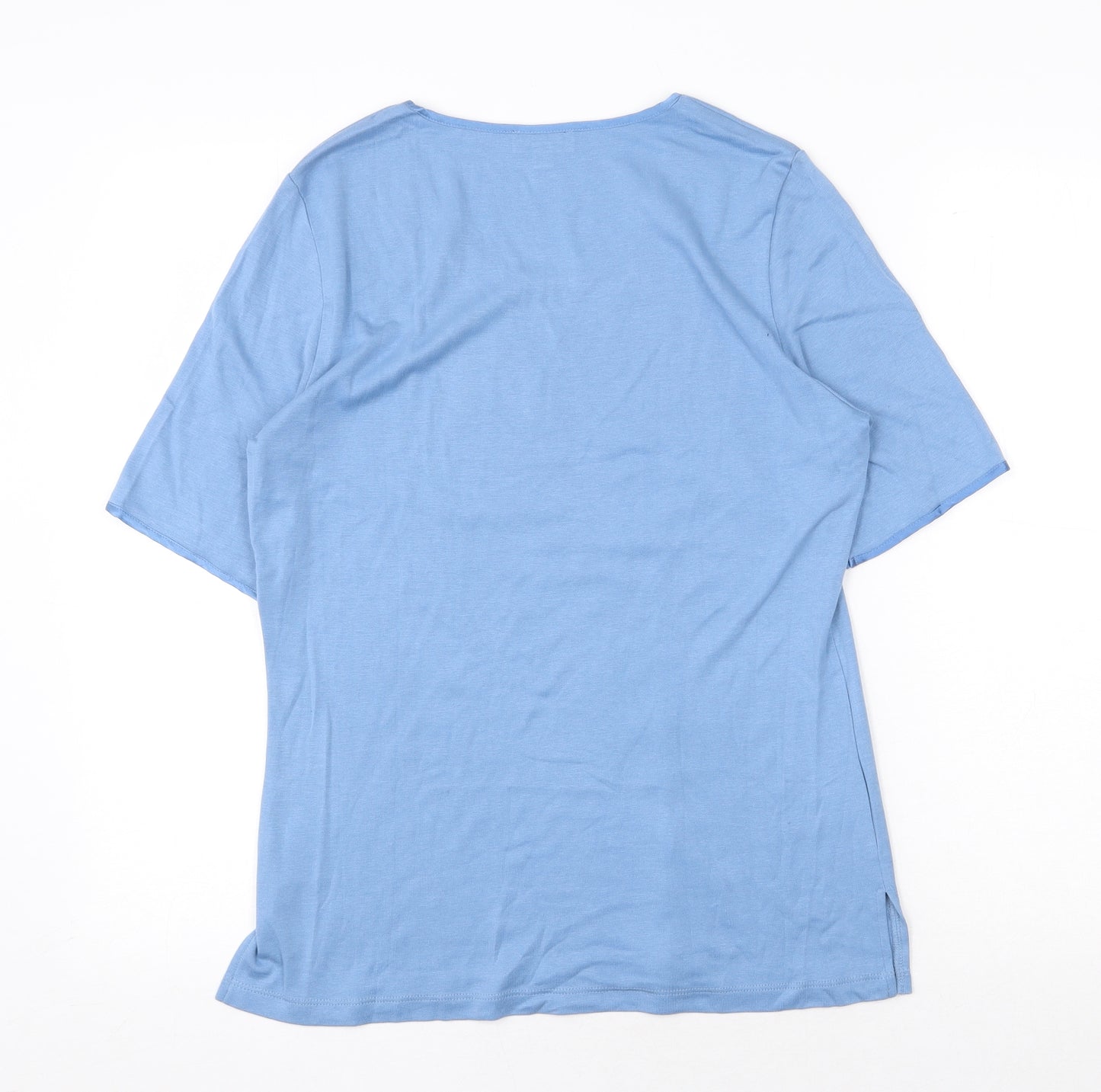 Patra Womens Blue Bamboo Basic T-Shirt Size S Scoop Neck