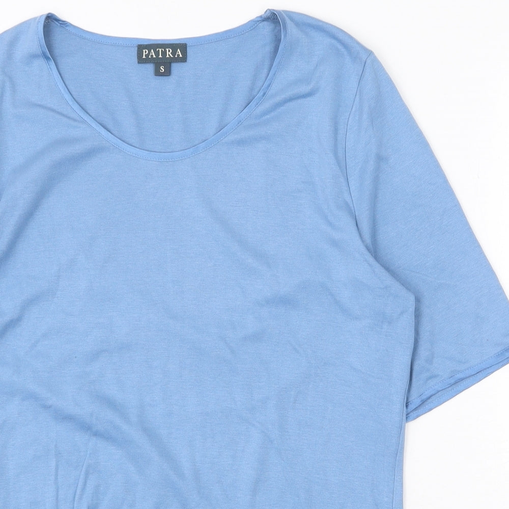 Patra Womens Blue Bamboo Basic T-Shirt Size S Scoop Neck