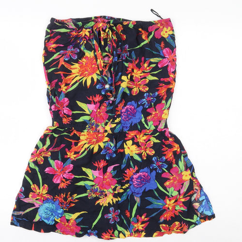 George Womens Multicoloured Floral Viscose Mini Size 10 Off the Shoulder Tie