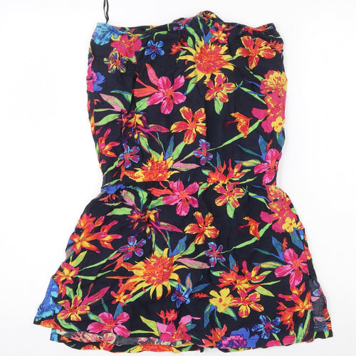 George Womens Multicoloured Floral Viscose Mini Size 10 Off the Shoulder Tie