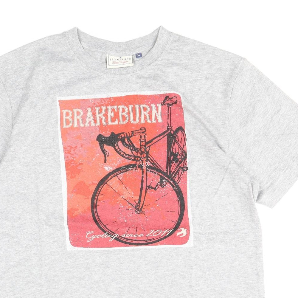 Brakeburn Mens Grey Polyester T-Shirt Size L Round Neck