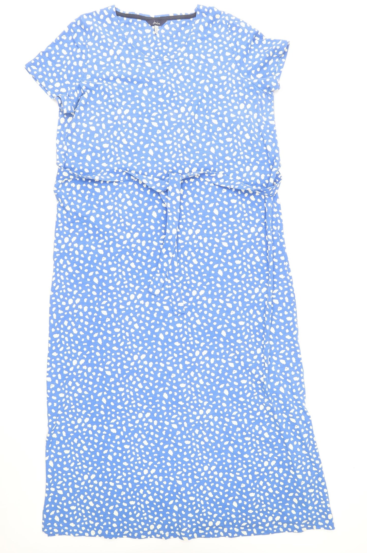 Joules Womens Blue Geometric Cotton A-Line Size 18 Round Neck Pullover