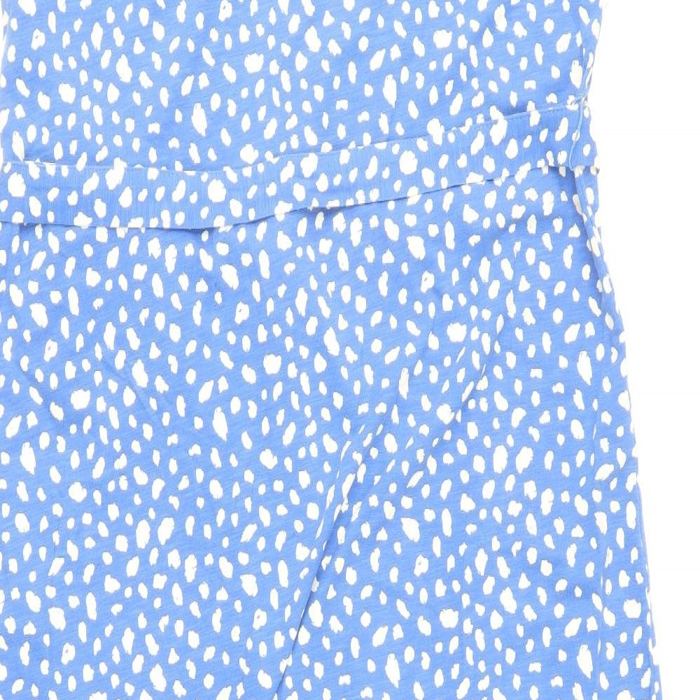 Joules Womens Blue Geometric Cotton A-Line Size 18 Round Neck Pullover