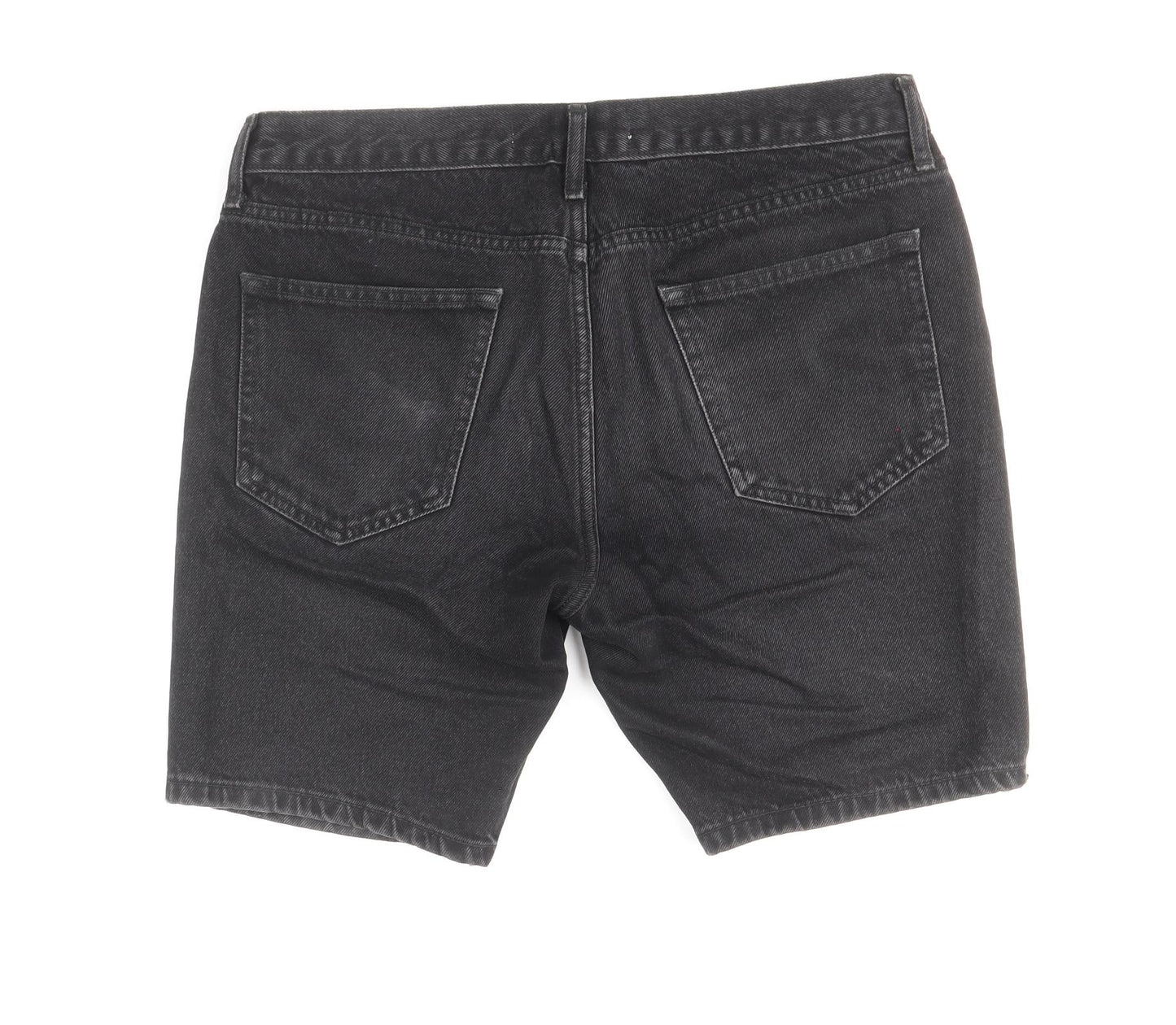 Topman Mens Black Cotton Bermuda Shorts Size 32 in Extra-Slim Button