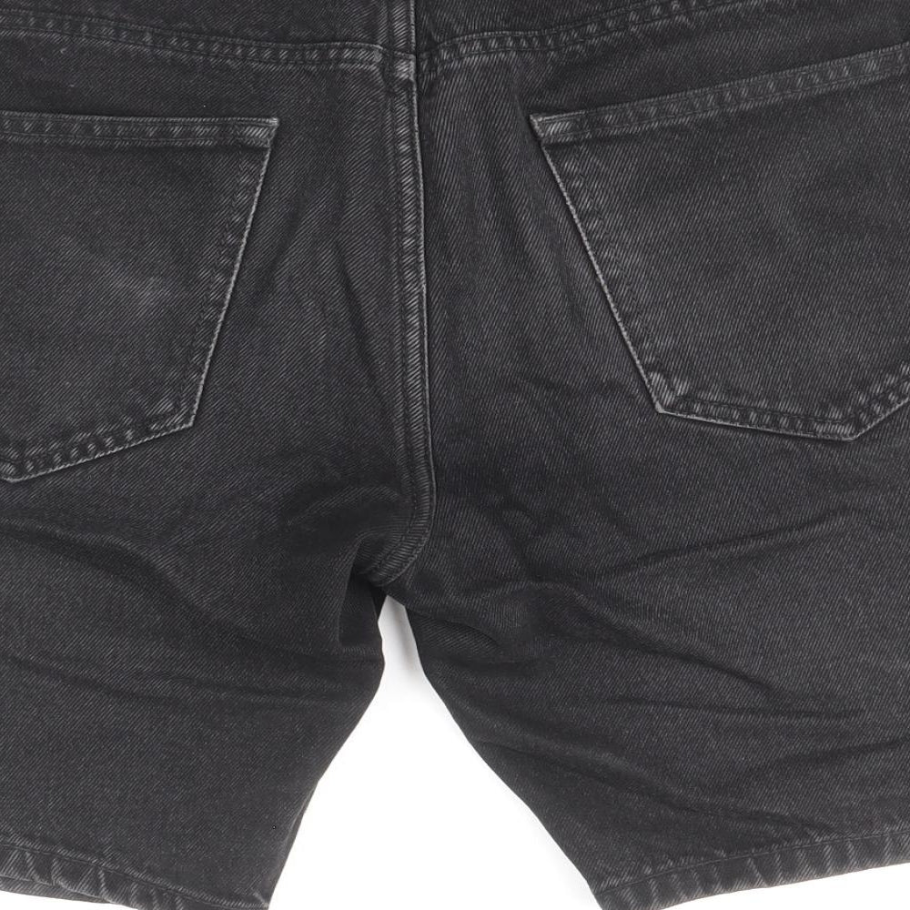 Topman Mens Black Cotton Bermuda Shorts Size 32 in Extra-Slim Button