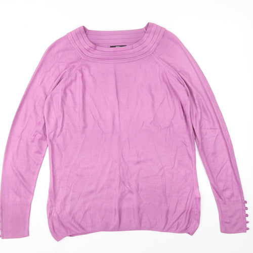 Marks and Spencer Womens Purple Roll Neck Acrylic Pullover Jumper Size 14