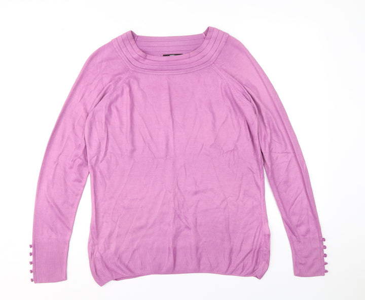 Marks and Spencer Womens Purple Roll Neck Acrylic Pullover Jumper Size 14