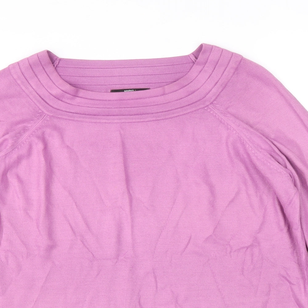 Marks and Spencer Womens Purple Roll Neck Acrylic Pullover Jumper Size 14
