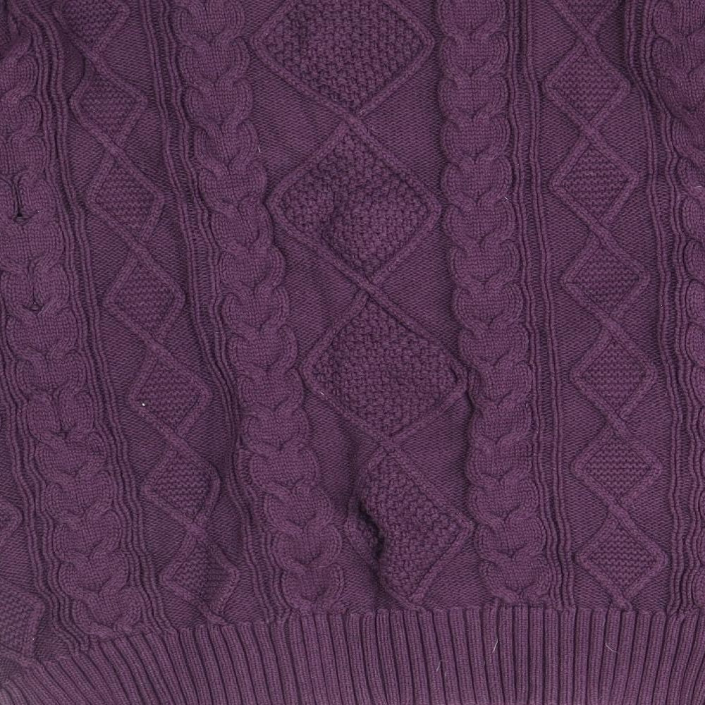 Cotton Traders Mens Purple Round Neck Cotton Pullover Jumper Size M