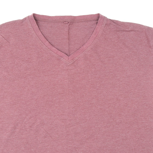 George Mens Red Cotton T-Shirt Size 3XL V-Neck