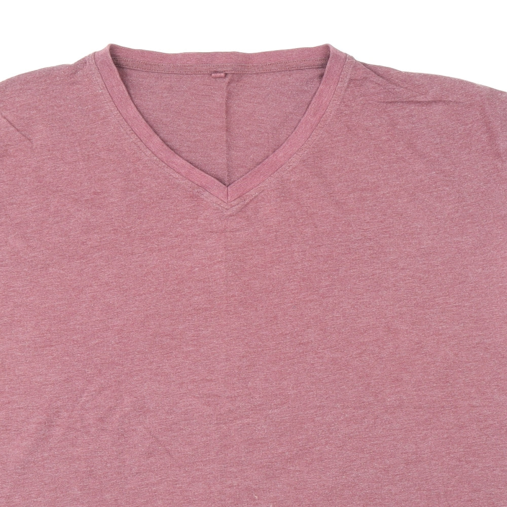 George Mens Red Cotton T-Shirt Size 3XL V-Neck