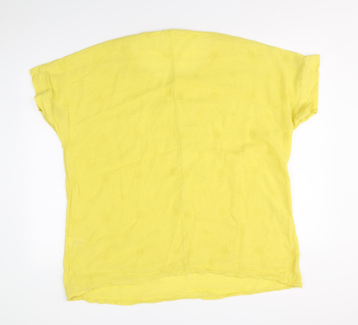 Bonmarché Womens Yellow 100% Cotton Basic T-Shirt Size L Scoop Neck