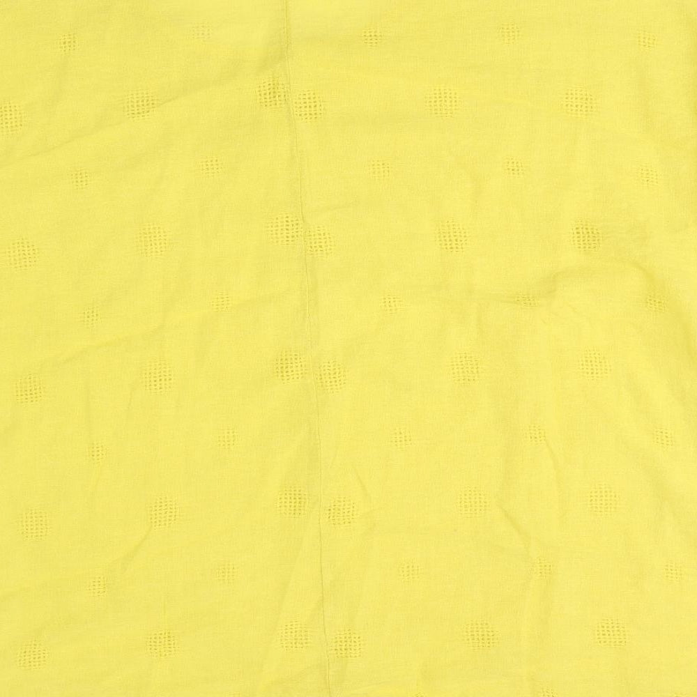 Bonmarché Womens Yellow 100% Cotton Basic T-Shirt Size L Scoop Neck