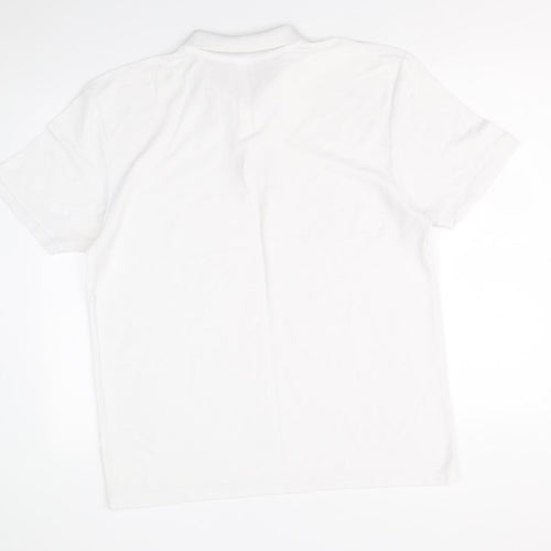 Fruit of the Loom Mens White Polyester Polo Size XL Collared Button