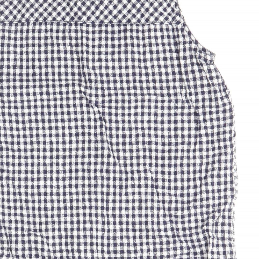 NEXT Womens Blue Check Linen Basic Tank Size 12 Scoop Neck
